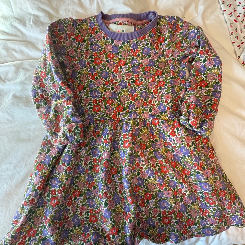 Mini Boden Floral Kids Dress - Purple, Red, Green